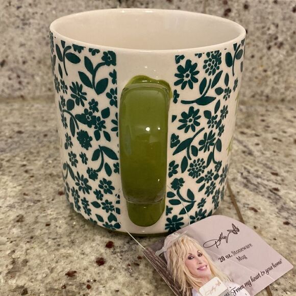 NWT Dolly Parton A Diamond In A Rhinestone World Green Floral Coffee Mug - Picture 4 of 9